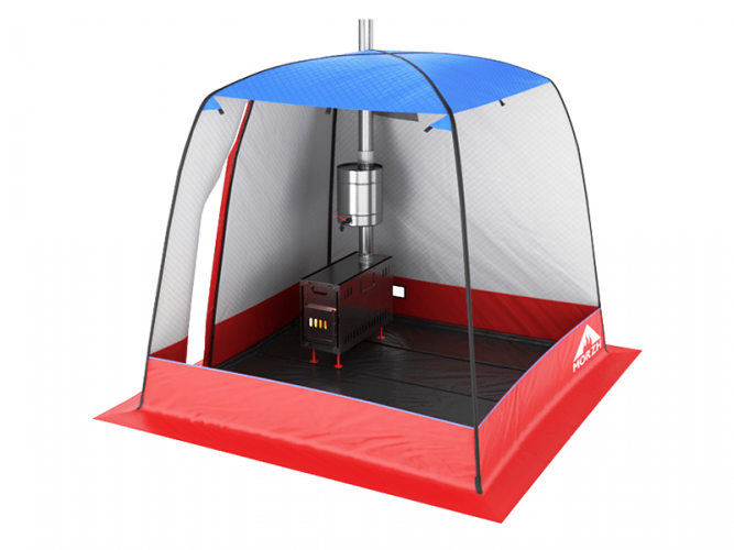 Мобильная баня-палатка МОРЖ c 2-мя окнами сине-красный в Нижнем Новгороде