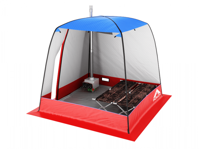 Мобильная баня-палатка МОРЖ c 2-мя окнами сине-красный в Нижнем Новгороде