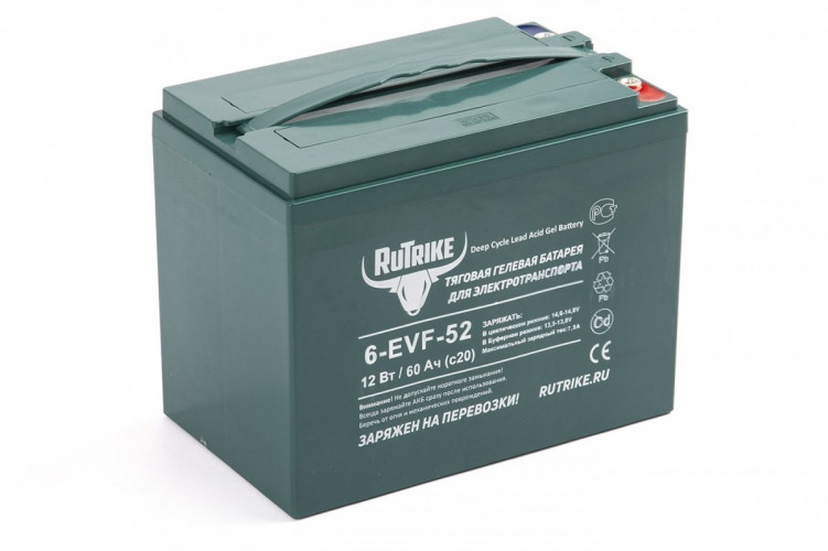 Тяговый гелевый аккумулятор RuTrike 6-EVF-52A (12V52A/H C3) в Нижнем Новгороде
