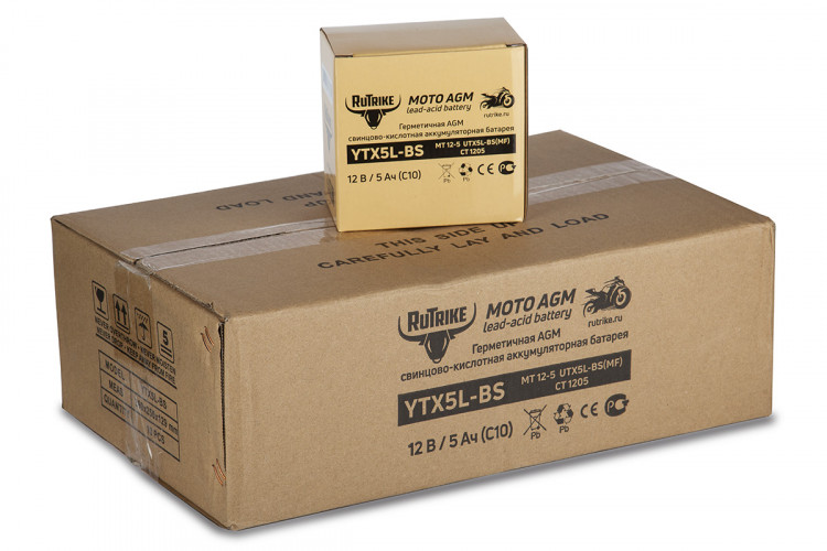 Аккумулятор стартерный для мототехники Rutrike YTX5L-BS (12V/5Ah) в Нижнем Новгороде