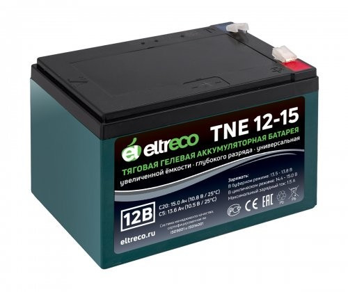 Тяговый аккумулятор Eltreco TNE12-15 (12V12A/H C3) нож в Нижнем Новгороде