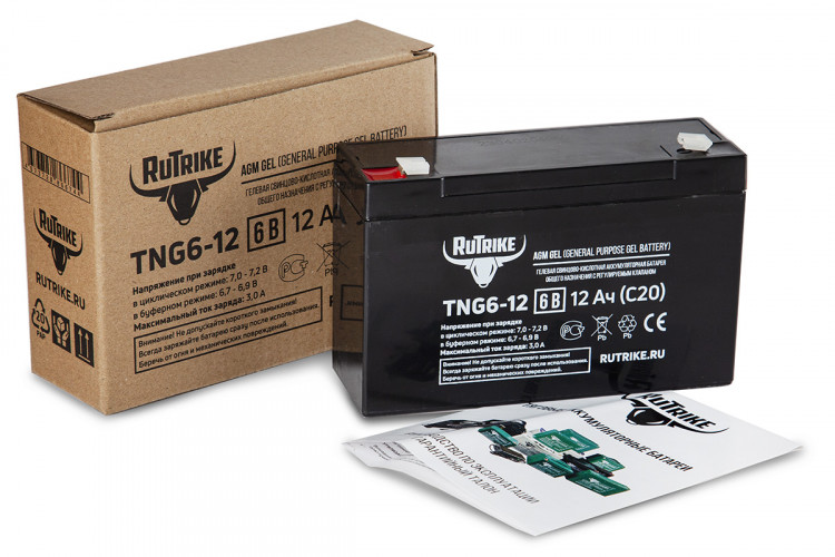 Тяговый гелевый аккумулятор RuTrike TNG 6-12 (6V12A/H C20) в Нижнем Новгороде