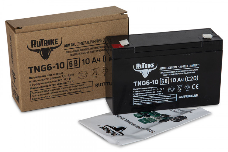 Тяговый гелевый аккумулятор RuTrike TNG 6-10 (6V10A/H C20) в Нижнем Новгороде